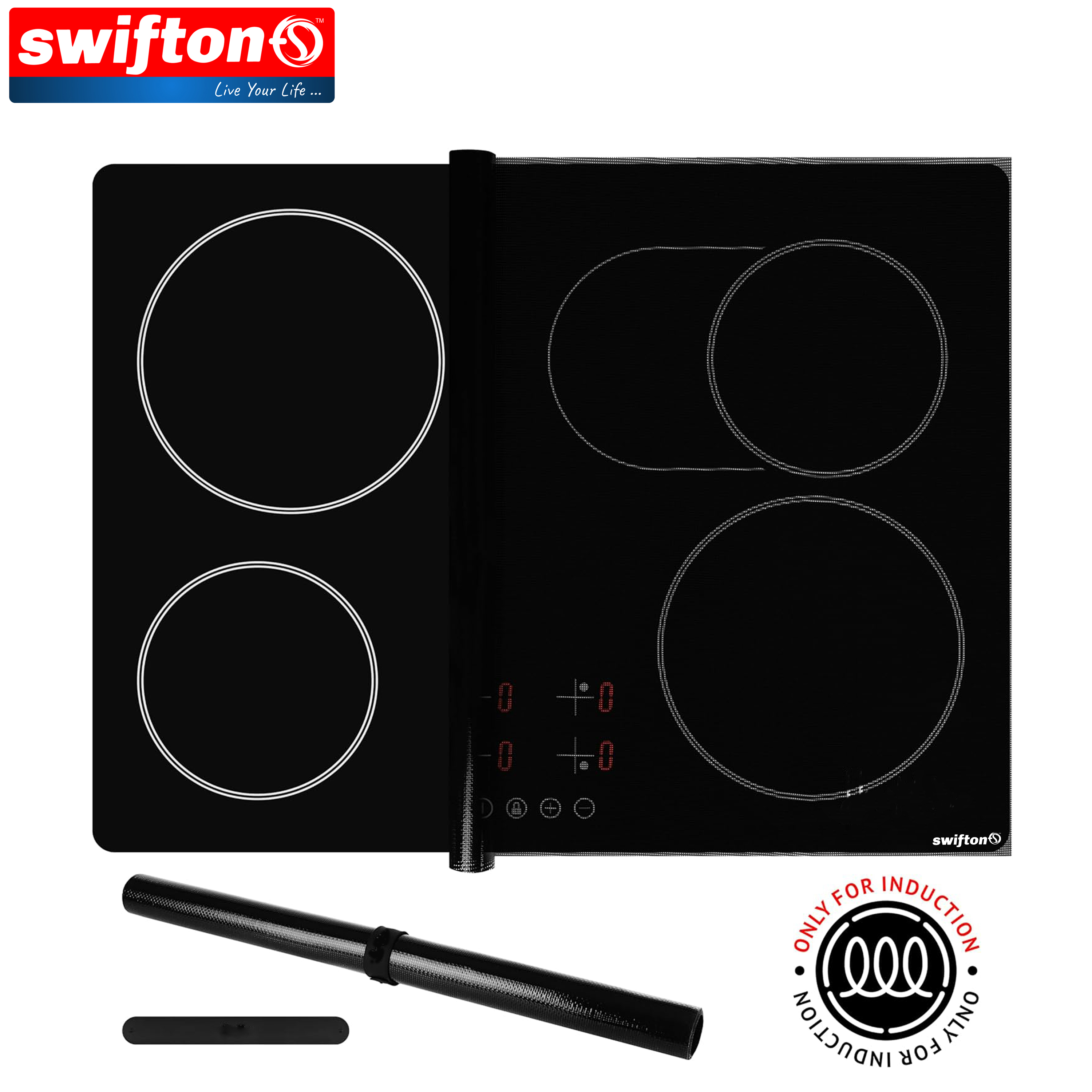 SWIFTON Silicone Mat For Induction Hob Cooktop 1 Piece Set Lightweight Translucent Induction Hob Glass Protector Mat Anti Slip Pad