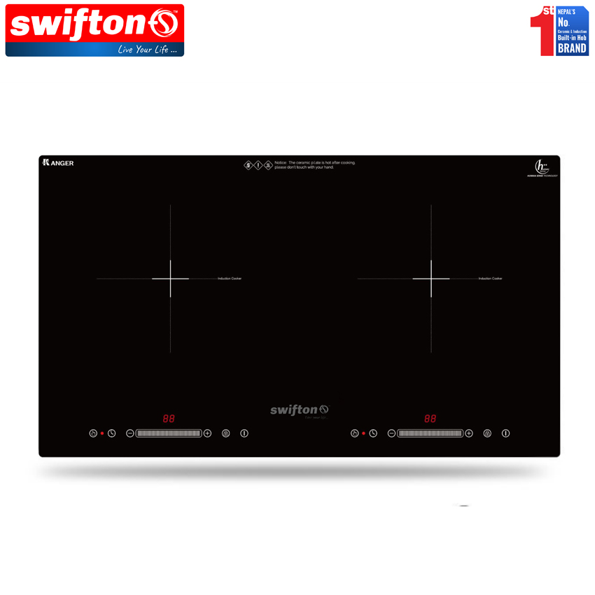 Swifton 73cm 2 Induction Built in Hob Cooktop, Ceramic Glass, Child lock, Pause, Timer, SN-280DH