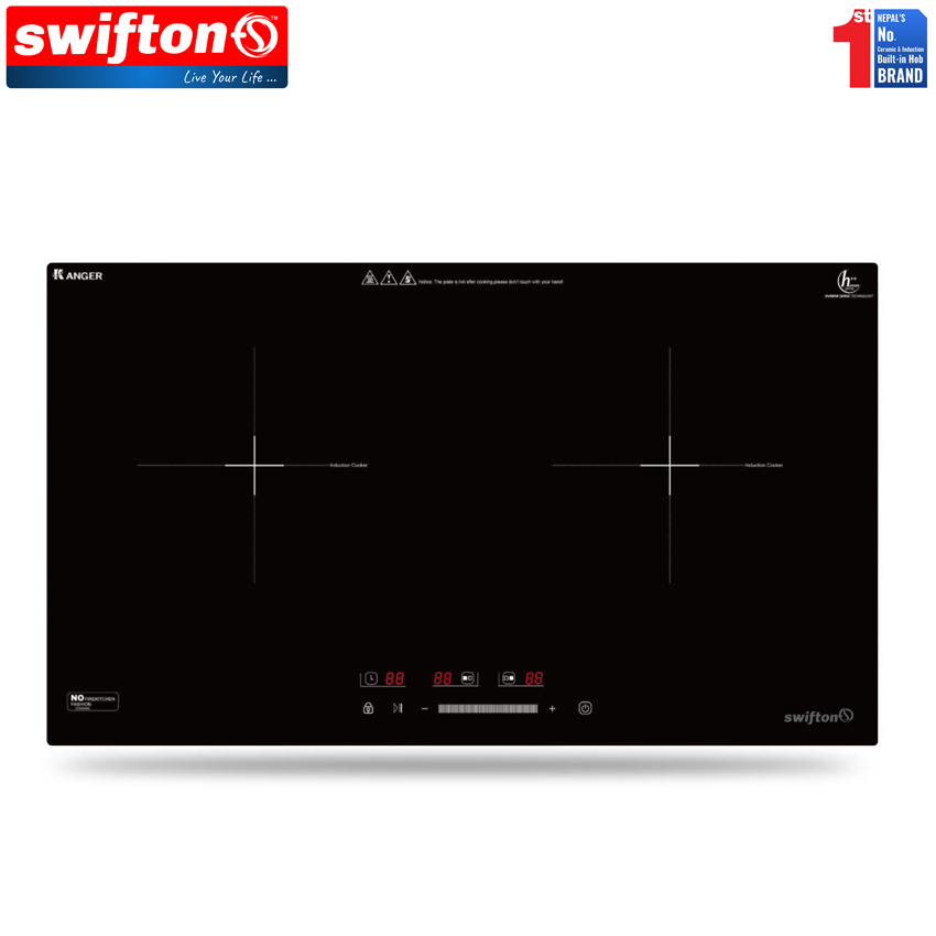 Swifton 73cm 2 Induction Built in Hob Cooktop Ceramic Glass Child Lock Pause Timer SN-281DH