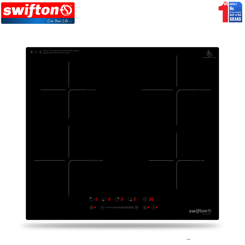 Swifton 60cm 4 Induction Built in Hob Cooktop Ceramic Glass, Child lock, Timer, SN-412FH