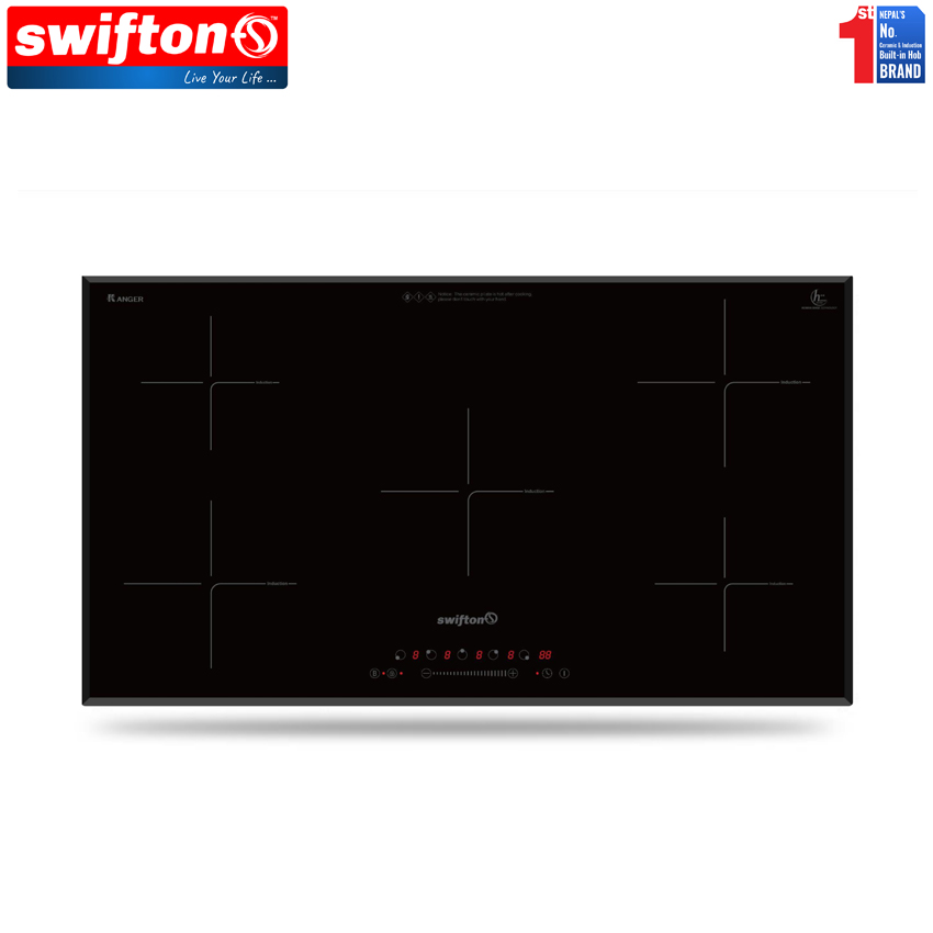 Swifton 90cm 5 Induction Built in Hob Cooktop, Ceramic Glass, Child Lock, Timer, SN-560MT